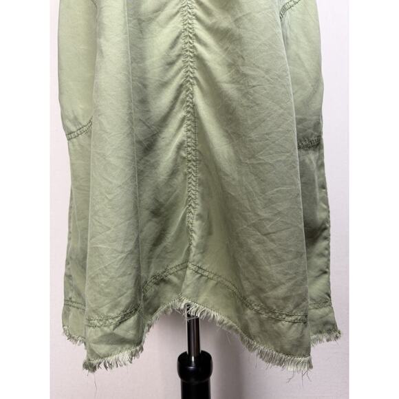 Loft Outlet Sleeveless Dress Raw Hem Pockets Sz XL Mid Length Green Casual - Picture 3 of 13